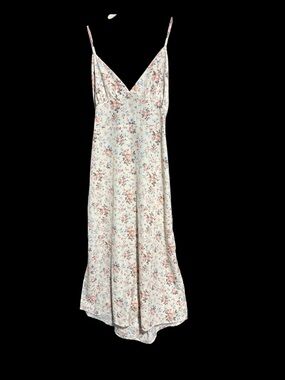 Forever 21 Cream Floral Slip Dress with Pink & Blue Blooms size L